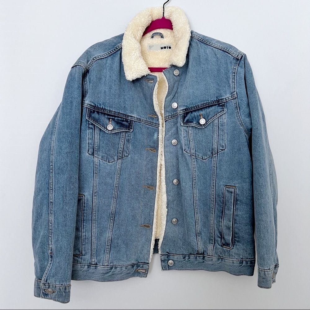 TOPSHOP - Moto Oversized Borg Jacket V2